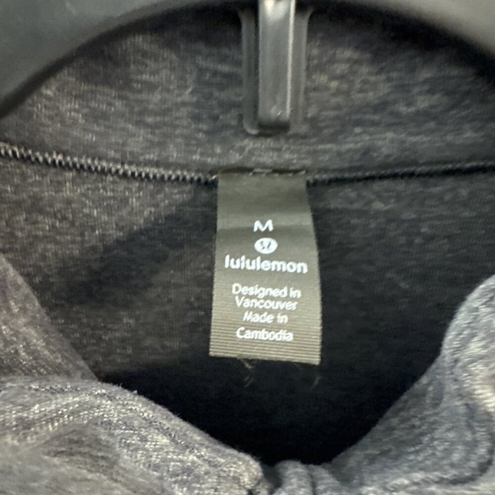 Lululemon Surge Warm 1/2 Zip Heathered Black Pullover Activewear Size M Mens - Picture 4 of 11